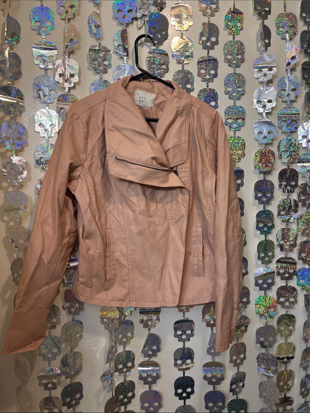 a new day Blush Leather Moto Jacket